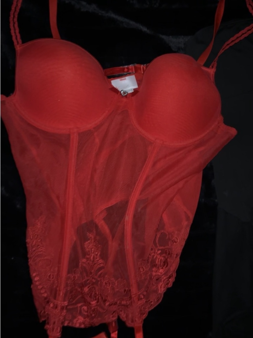 Red Lace Bustier Corset Top - Women Intimates